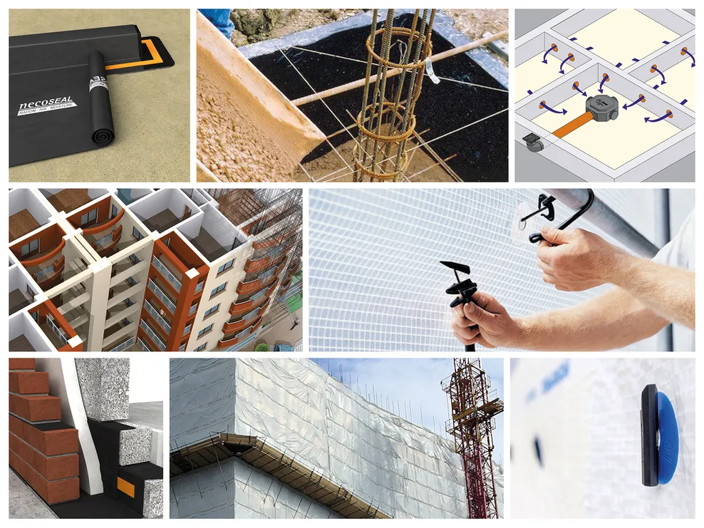 Collage of Necoflex construction products